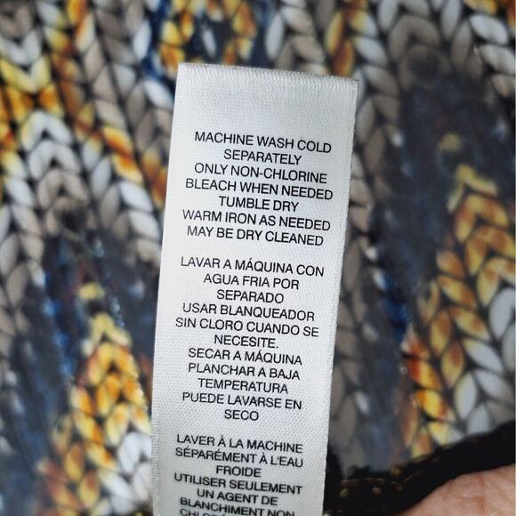 Chico's Diamond Print Poncho Shawl Beaded Sequin Sheer S/M Boho Top Flowy Topper - Picture 7 of 11